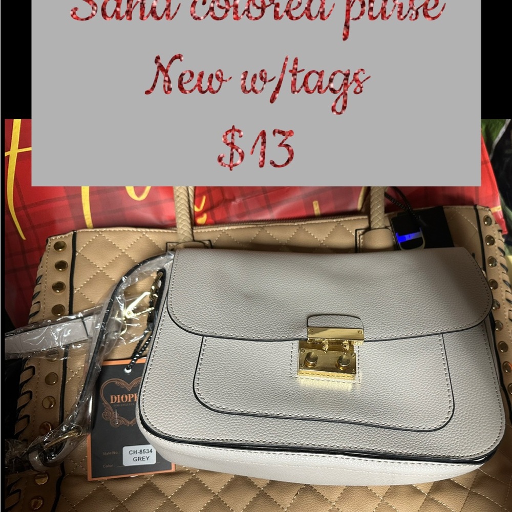 Source Unknown Gray Crossbody Bag with Gold Accent